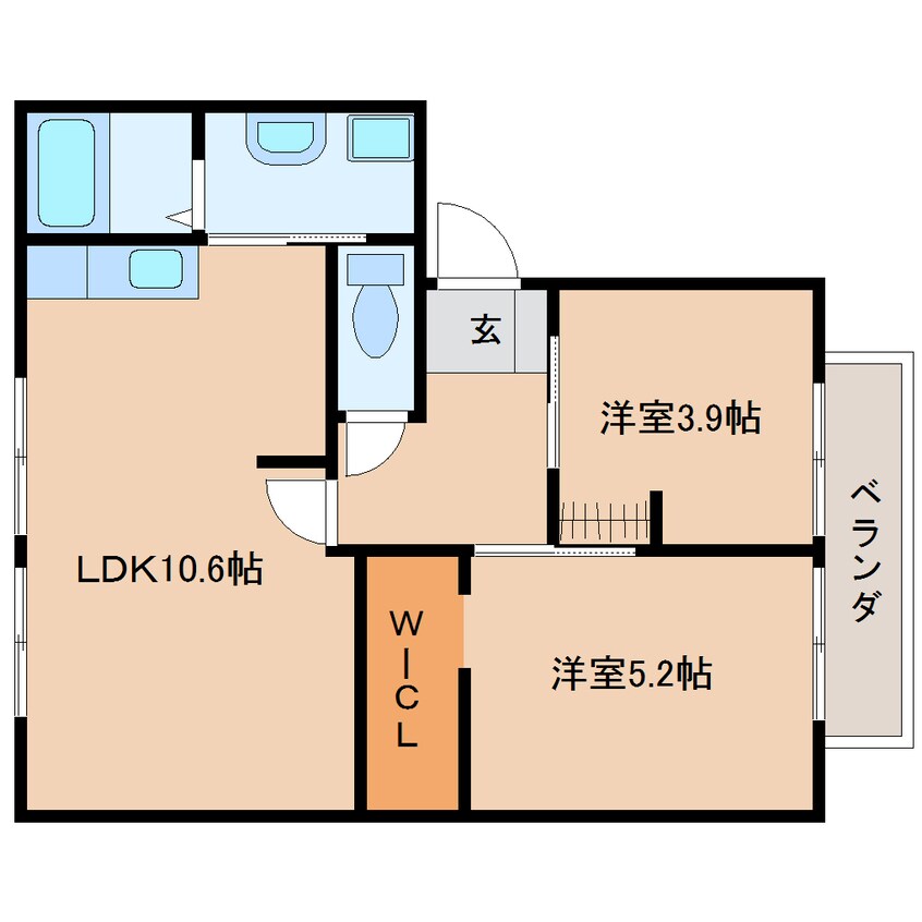 間取図 近鉄天理線/天理駅 バス6分勾田下車:停歩3分 2階 築33年