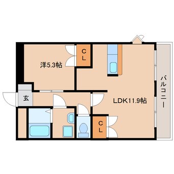 間取図 近鉄天理線/二階堂駅 徒歩8分 2階 築16年