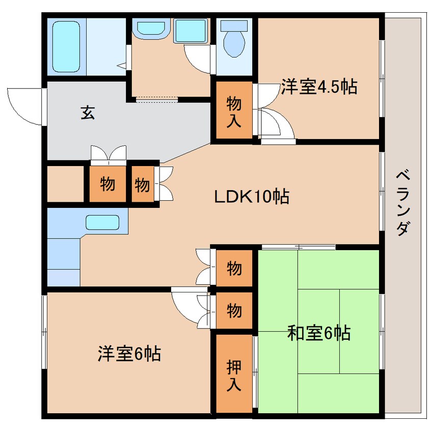 間取図 近鉄天理線/天理駅 徒歩3分 6階 築40年