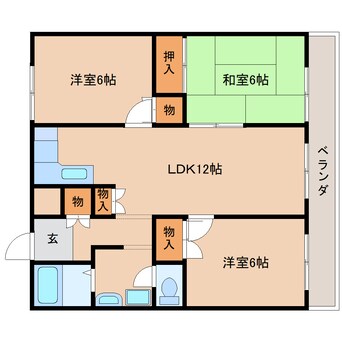 間取図 近鉄天理線/天理駅 徒歩3分 3階 築40年