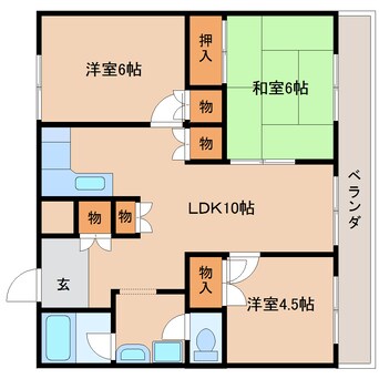 間取図 近鉄天理線/天理駅 徒歩3分 2階 築39年