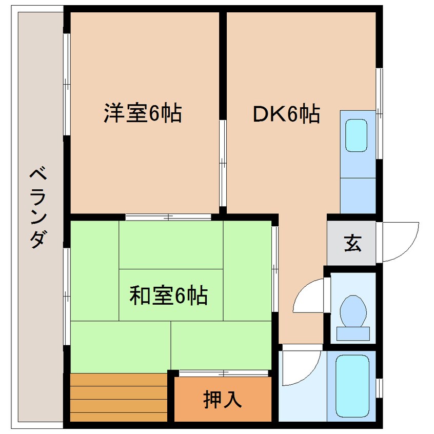 間取図 近鉄橿原線/結崎駅 徒歩4分 2階 築47年