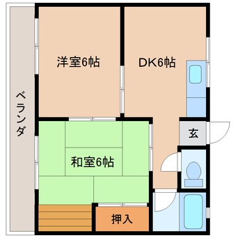 間取図 近鉄橿原線/結崎駅 徒歩4分 2階 築47年