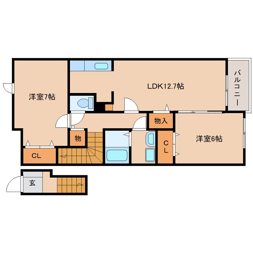 間取図 近鉄天理線/二階堂駅 徒歩11分 2階 築15年