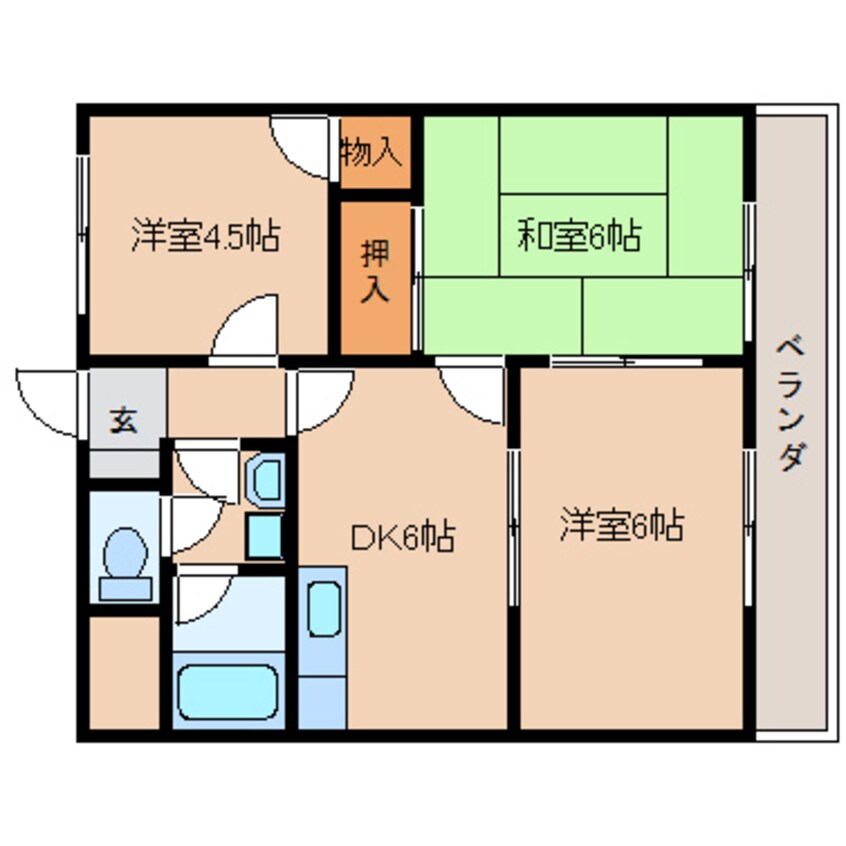 間取図 近鉄橿原線/結崎駅 徒歩3分 6階 築29年