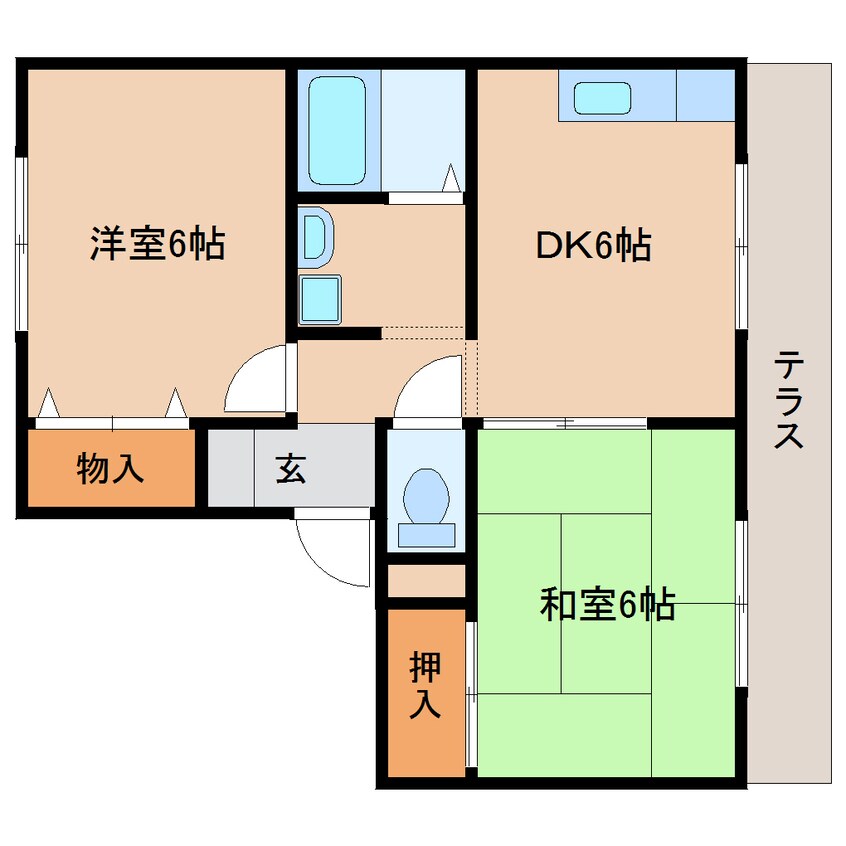 間取図 近鉄天理線/前栽駅 徒歩2分 1階 築25年