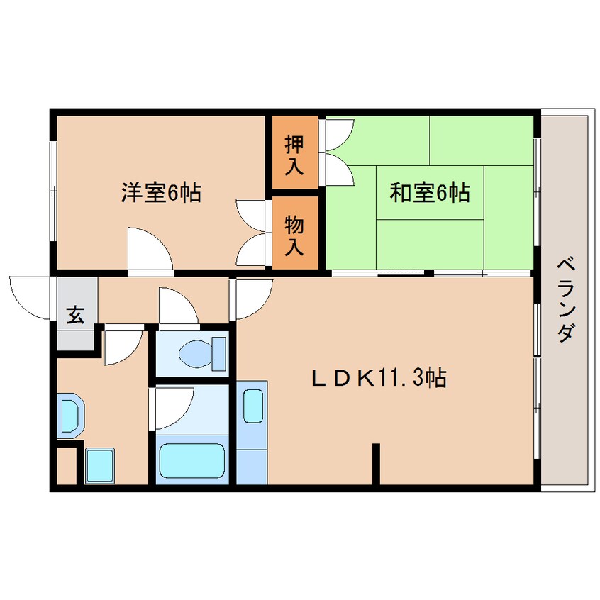 間取図 近鉄天理線/前栽駅 徒歩18分 1階 築26年