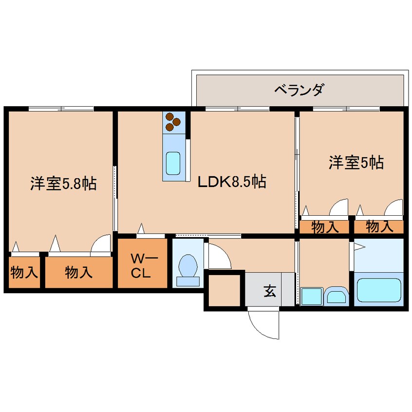 間取図 近鉄天理線/二階堂駅 徒歩10分 1階 築13年