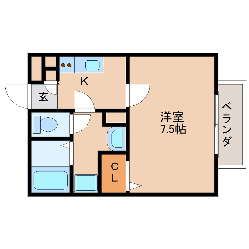 間取図 近鉄天理線/天理駅 徒歩10分 1階 築24年