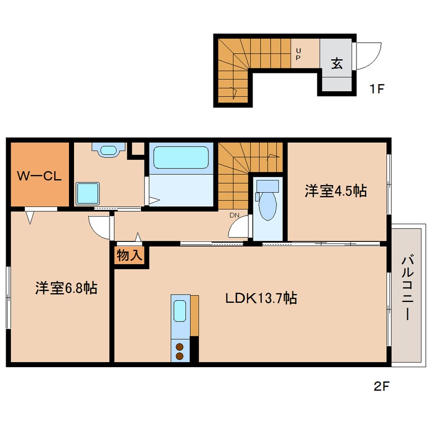 間取図 近鉄天理線/天理駅 徒歩13分 2階 築11年