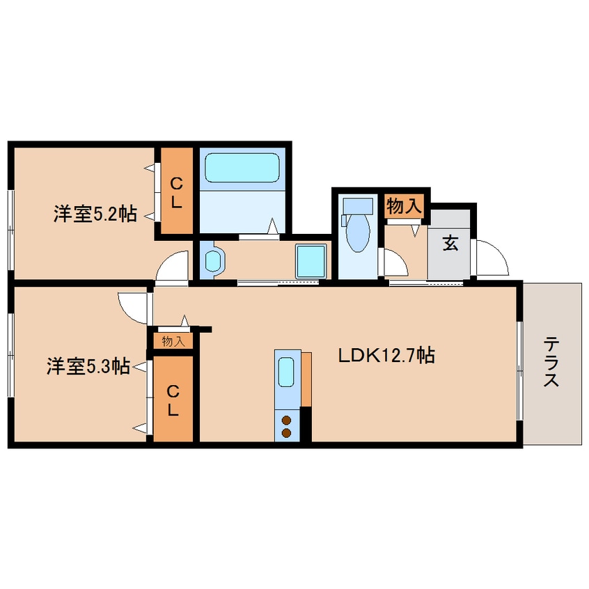 間取図 近鉄天理線/天理駅 徒歩13分 1階 築11年