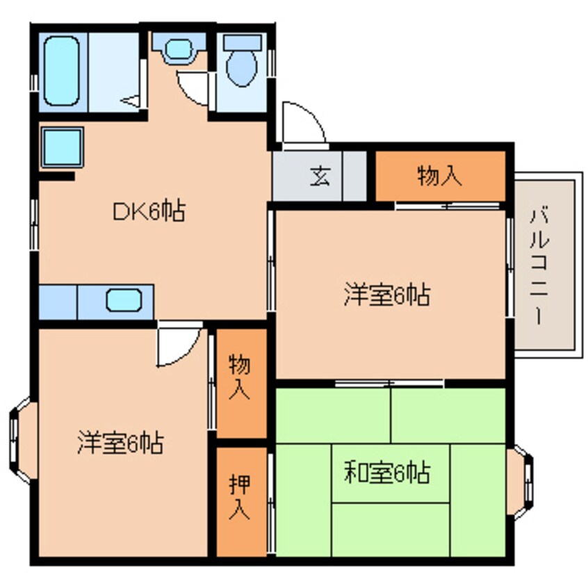 間取図 近鉄天理線/前栽駅 徒歩19分 2階 築30年