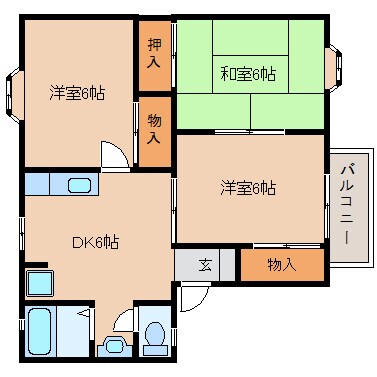 間取り図 近鉄天理線/前栽駅 徒歩19分 2階 築30年