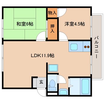 間取図 近鉄橿原線/結崎駅 徒歩5分 2階 築32年
