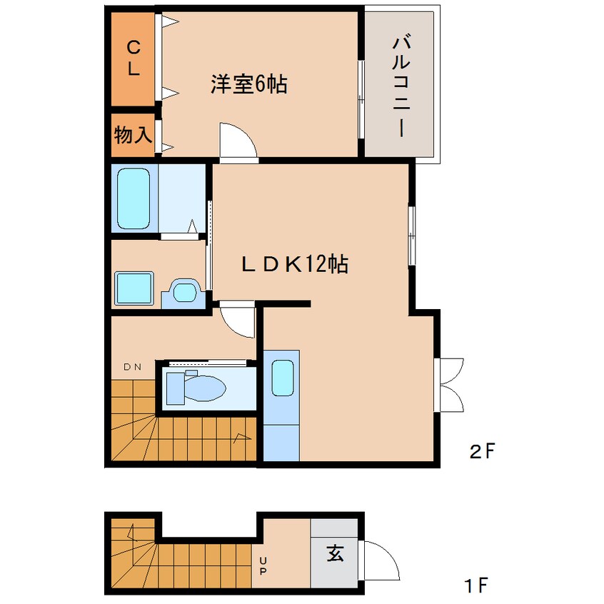 間取図 桜井線<万葉まほろば線>/櫟本駅 徒歩12分 1階 築8年