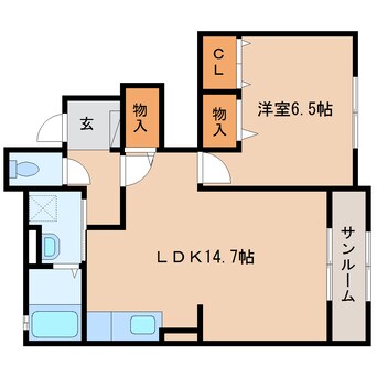 間取図 近鉄天理線/前栽駅 徒歩9分 1階 築7年