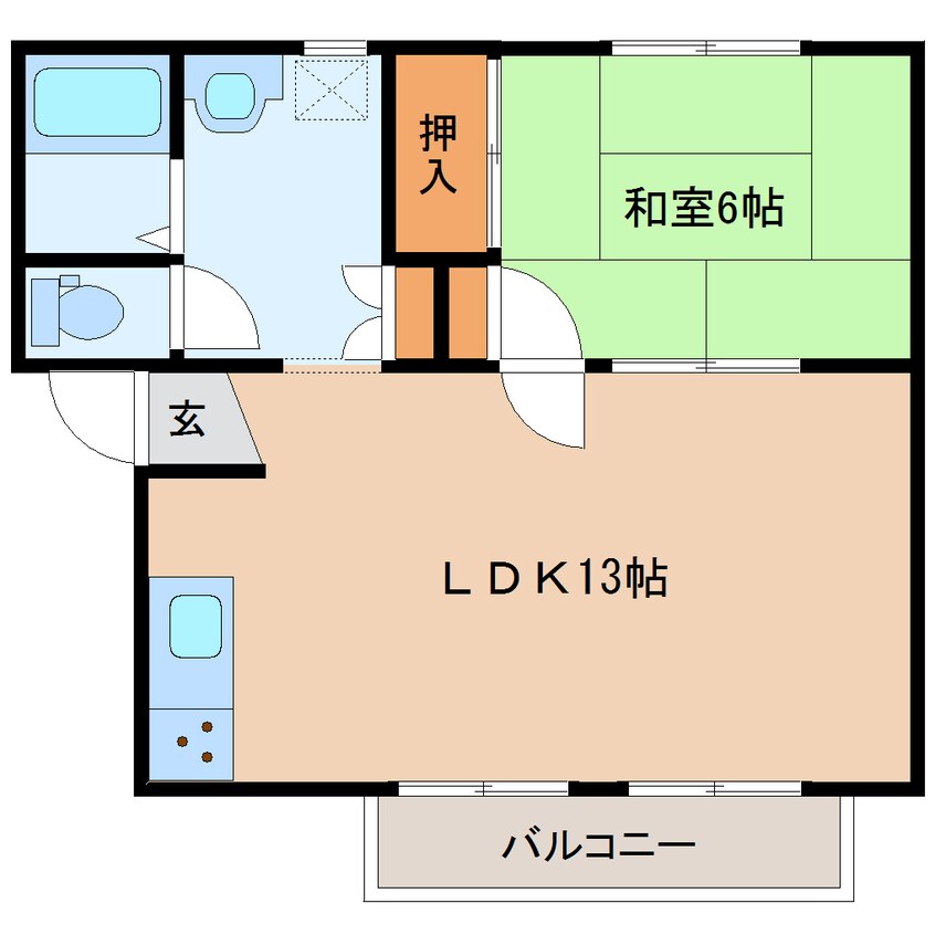 間取図 桜井線<万葉まほろば線>/櫟本駅 徒歩2分 2階 築34年