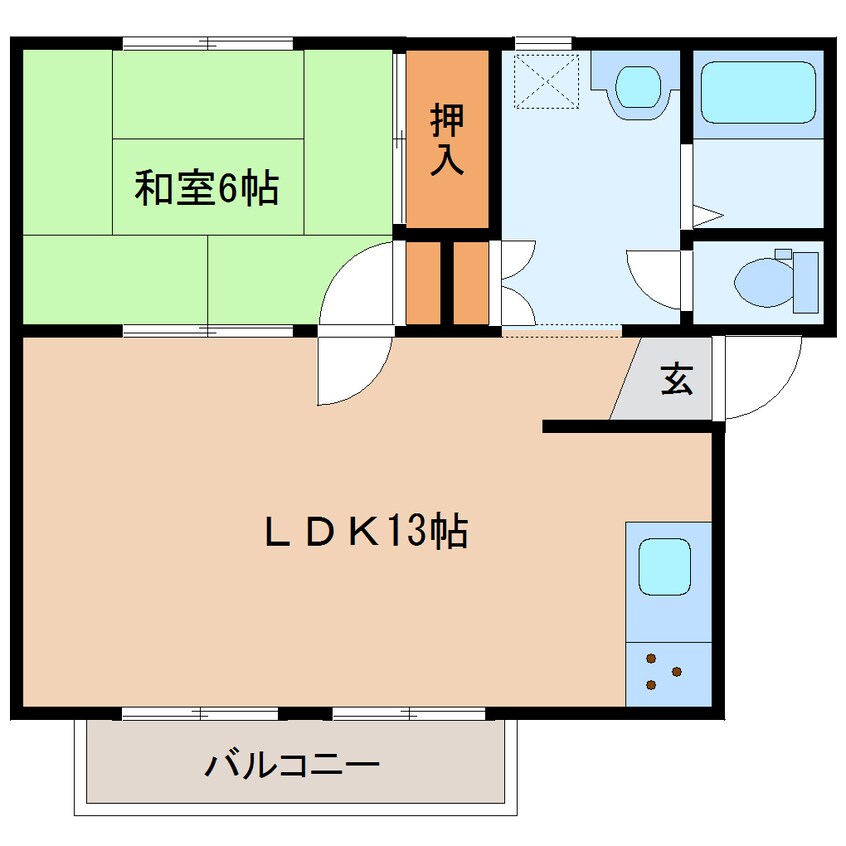 間取図 桜井線<万葉まほろば線>/櫟本駅 徒歩2分 2階 築34年