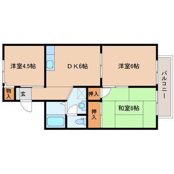 間取図 桜井線<万葉まほろば線>/長柄駅 徒歩17分 2階 築31年