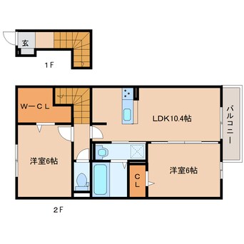 間取図 近鉄天理線/二階堂駅 徒歩9分 2階 築5年