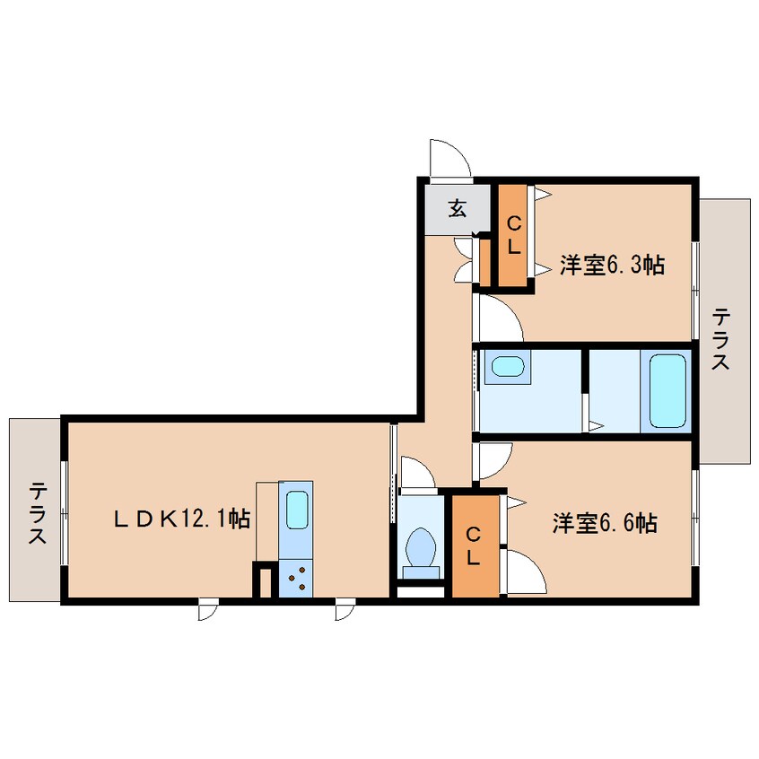 間取図 近鉄橿原線/結崎駅 徒歩6分 1階 築3年