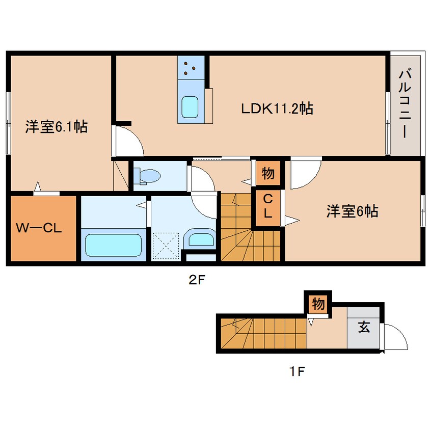 間取図 近鉄天理線/前栽駅 徒歩10分 2階 築1年