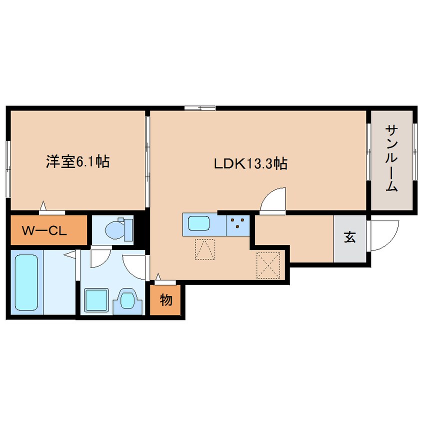 間取図 桜井線<万葉まほろば線>/櫟本駅 徒歩7分 1階 1年未満