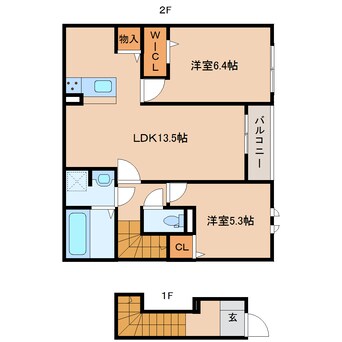 間取図 近鉄天理線/天理駅 徒歩14分 2階 1年未満