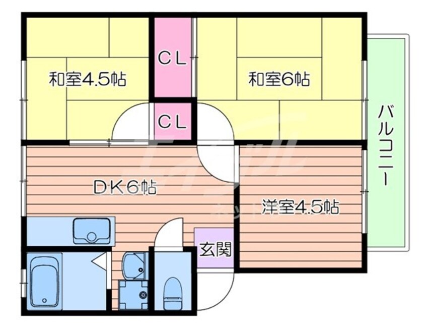 間取図 大阪メトロ谷町線/守口駅 徒歩8分 1階 築34年