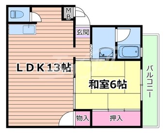 間取図 学研都市線<片町線>・JR東西線/徳庵駅 徒歩5分 1階 築47年