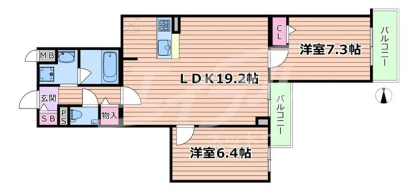 間取図 大阪メトロ谷町線/千林大宮駅 徒歩5分 2階 1年未満