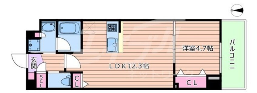 間取図 大阪メトロ堺筋線/北浜駅 徒歩2分 13階 築3年