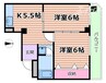 京阪本線・鴨東線/天満橋駅 徒歩6分 6階 築39年 2DKの間取り