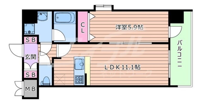 間取図 大阪メトロ谷町線/中崎町駅 徒歩5分 4階 築2年