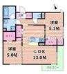 学研都市線<片町線>・JR東西線/放出駅 徒歩13分 3階 建築中 2LDKの間取り