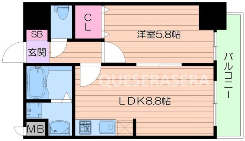 間取図 大阪環状線/福島駅 徒歩8分 4階 築9年