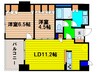 アーデンタワー福島ウエスト 2LDKの間取り