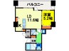 クロスレジデンス大阪新町 1LDKの間取り