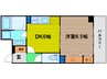 リバーフォード中之島 1DKの間取り