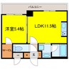 ザ・パークハビオ天満橋 1LDKの間取り