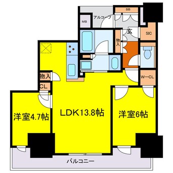 間取図 ザ・ファインタワー大阪肥後橋