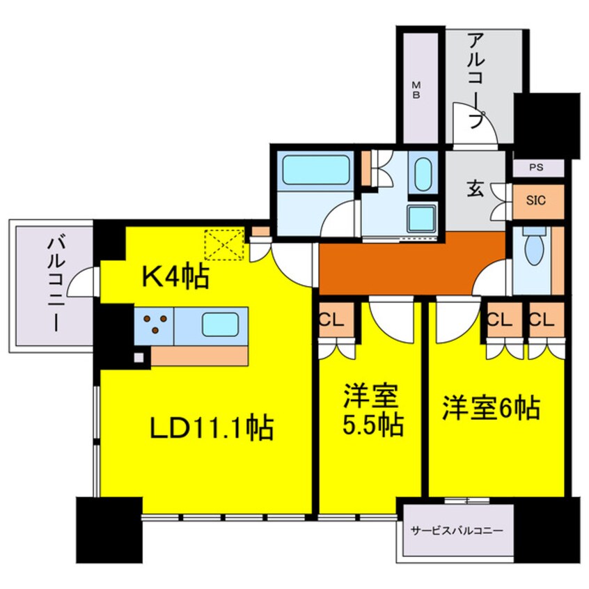 間取図 ザ・ファインタワー大阪肥後橋