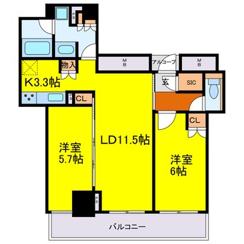 間取図 ザ・ファインタワー大阪肥後橋