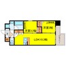 スプランディッド弁天町WEST 2LDKの間取り