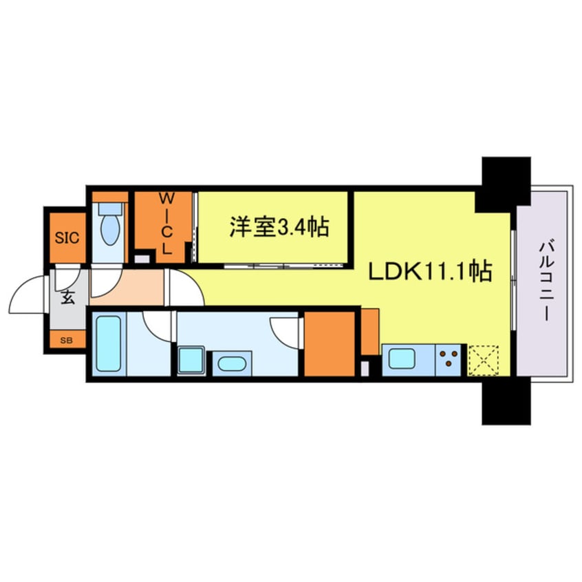 間取図 コンフォリア・リヴ博労町一丁目Q