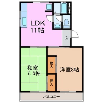 間取図 箕ノ手ハイツＢ棟