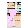 カネマンビル 2LDKの間取り