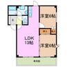 ライトヒルズ岩崎 2LDKの間取り