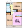 オアシス荒池 2LDKの間取り