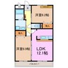 オアシス荒池 2LDKの間取り
